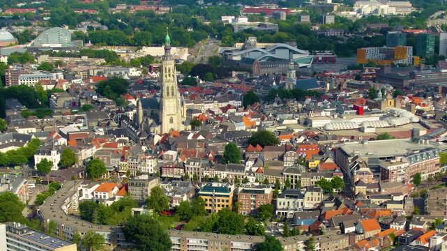 Aerial view around the city Breda in netherlands on a sunny day in summer