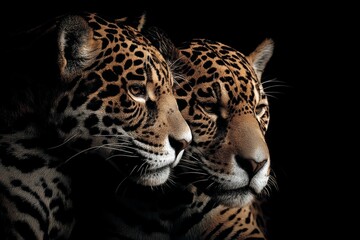 Obraz premium Portrait of a jaguar with its mate