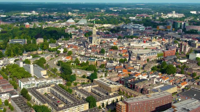 Aerial view around the city Breda in netherlands on a sunny day in summer