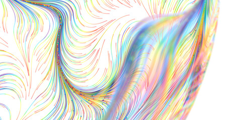 Abstract and vibrant artwork featuring flowing lines and shapes in multiple colors on a b © vegefox.com