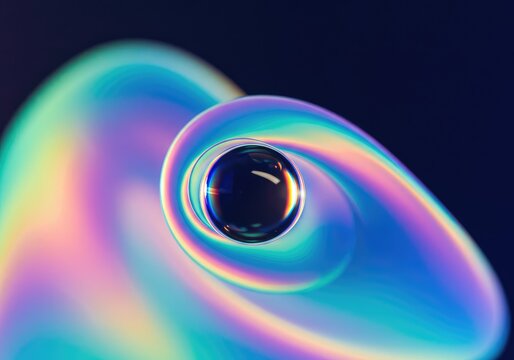 Fluid vibrant holographic texture showing spectral shifts and iridescent light refractions in deep abstract space, gradient, vibrant, depth