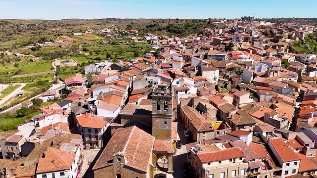 Aerial view of fermoselle medieval town in spain