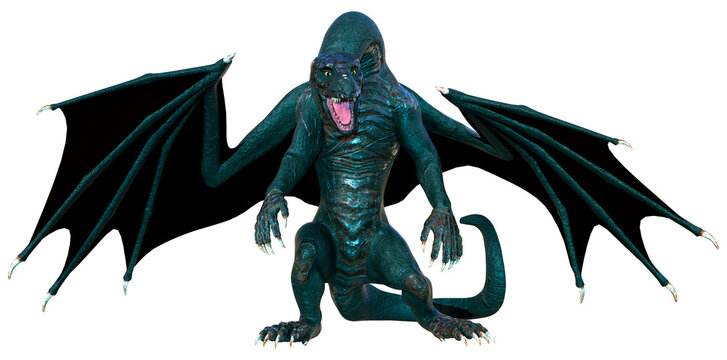 3D Rendering Fairy Tale Dragon on White