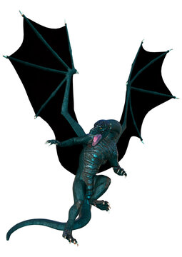 3D Rendering Fairy Tale Dragon on White