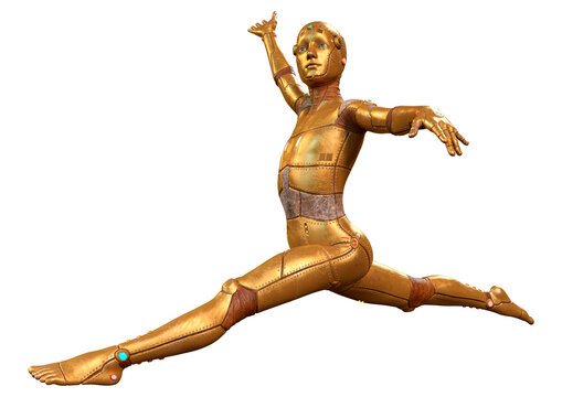 3D Rendering Male Robot on White