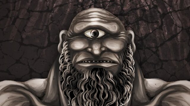 cyclops giant from greek mythology with single eye and beard