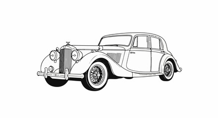 Fototapeta premium Vintage sedan, elegant curves, classic design, old-fashioned automobile