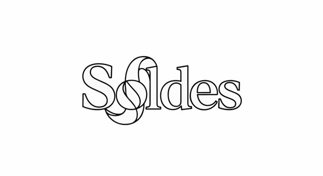 Stylized text outlines of the word "Soldes" on a white background