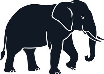 Fototapeta premium Silhouette elephant walking illustration large wild animal african zoo safari motif.