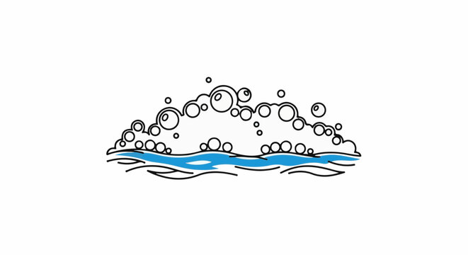 Stylized wave with crest of bubbles, graphic design