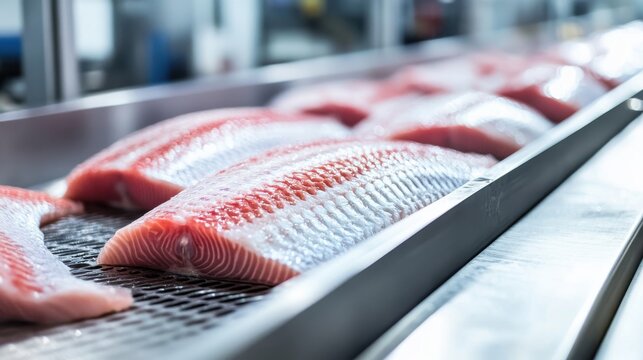 Freshly Harvested Catfish Fillets Displayed in a Commercial Setting