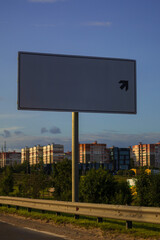 Fototapeta premium Background for design, white billboards on city streets and along roads in the summer day