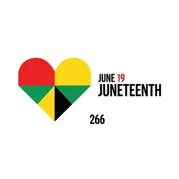 Juneteenth celebration with heart symbol isolated on white background