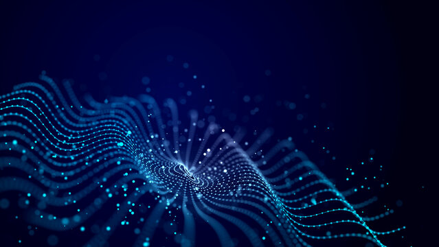 Abstract digital network of cyberspace. Concept of big data analysis. 3D visualization.