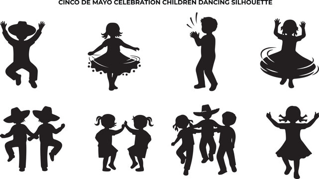 Cinco de Mayo celebration children dancing silhouette