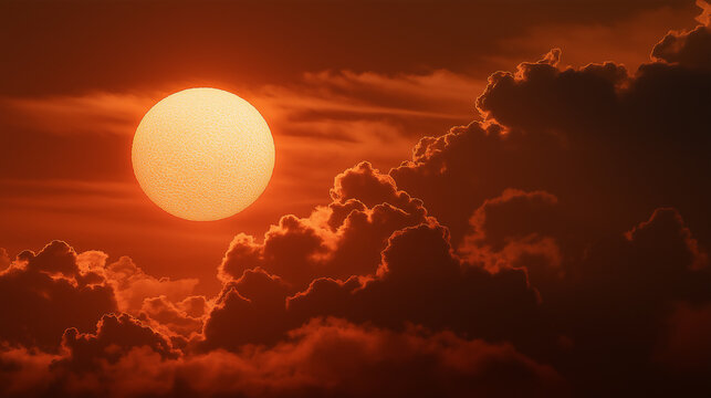 sky with blazing sun and heat haze.