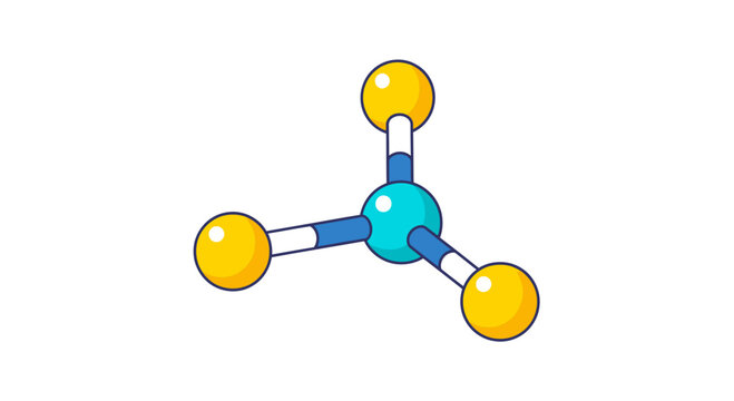 Trigonal Pyramidal Molecular Geometry Vector Illustration, 3D Style Chemical Structure Icon for Science Education and Laboratory Research Presentation