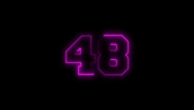 Number 48 Narrow Animation on Black Background