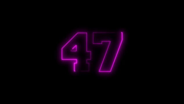 Number 47 Narrow Animation on Black Background