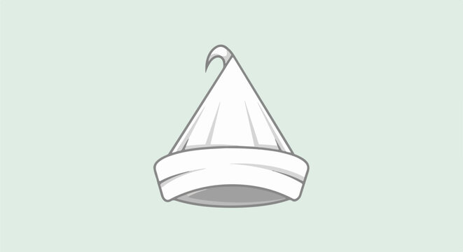 Stylized cartoon white conical cap with a curved pointed top