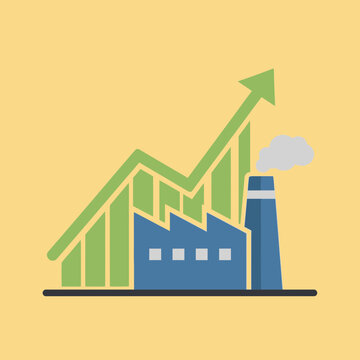 Industrial factory with rising graph.