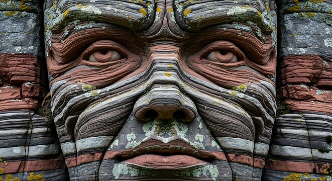Close-up portrait of Māori warrior with traditional facial moko tattoo in natural outdoor setting