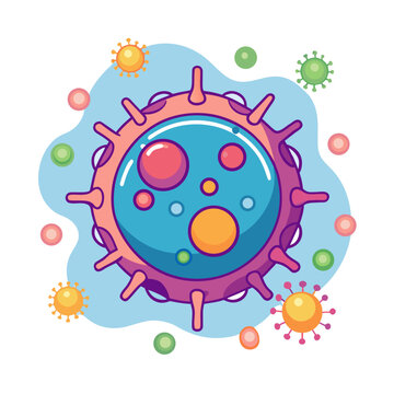 Cartoon B Cell Interacting with Viruses