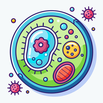 Cartoon Bacteria Cell with Inner Structures