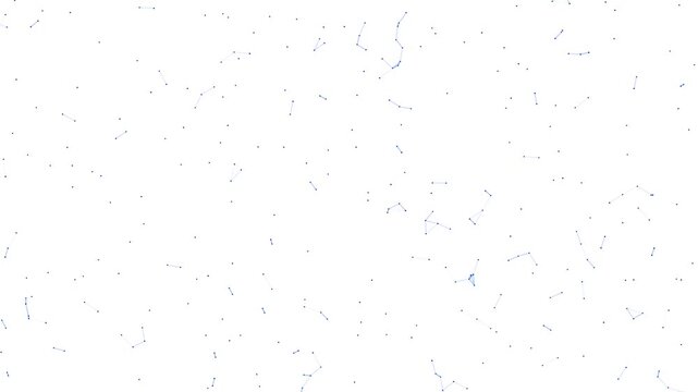 Abstract Geometric Blue Ukrainian Hryvnia Symbol Forming and Dissolving on White Background, Animated Financial Currency Particles Network Motion Graphics Seamless Loop, 4K