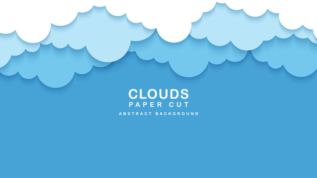 Paper cut lot of clouds. Creative paper craft art style, vector illustration.