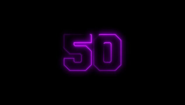 Number 50 Narrow Animation on Black Background