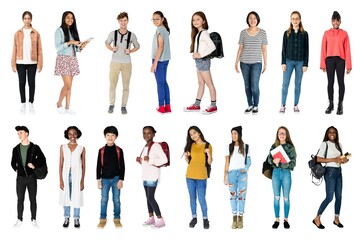 Obraz premium Diverse students standing together smiling element set