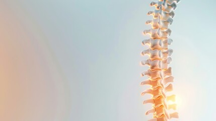 Fototapeta premium Anatomical Visualization of Vertebral Column with Pink and Blue Lighting