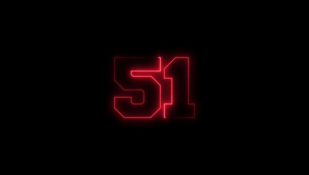 Number 51 Narrow Animation on Black Background