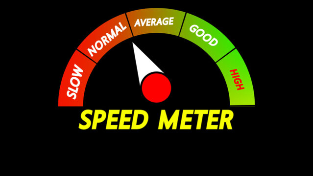 Speedometer gauge with slow to high scale a semi-circular speed indicator
