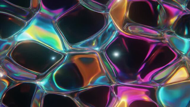 High Contrast Orange and Blue Liquid Metal Abstract Texture Flow Animation