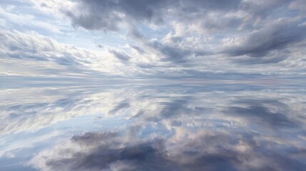 Fototapeta premium Landscape photograph of a cloudy sky. the sky is filled with white, fluffy clouds that are scattered across the horizon. the clouds are of varying sizes and shapes, with some larger and some smaller.