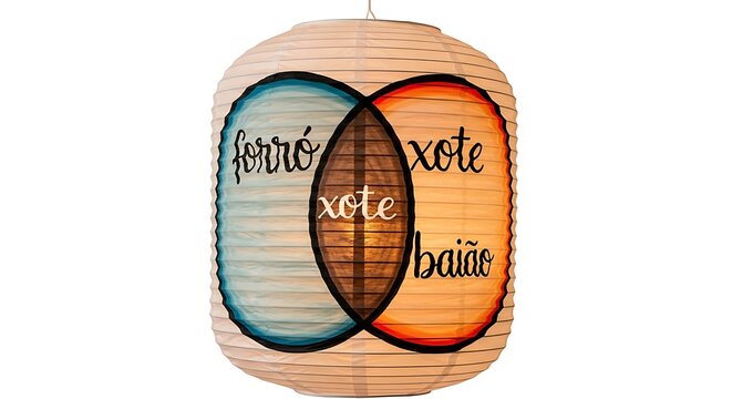 A colorful lantern with a Venn diagram design on a white background