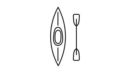 Minimalist Kayak and Paddle Vector Icon with Editable Stroke  Clean Black Line Illustration of a Rowing Boat for Outdoor Adventure, Water Sports, and Summer Recreation Isolated on White Background. © Hesham