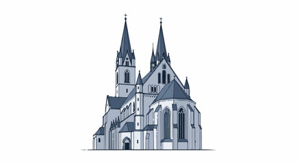 Obraz premium Stylized illustration of a grand Gothic cathedral with spires