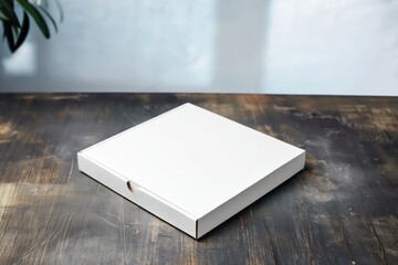 Fototapeta premium Branded box on table with light setup and space
