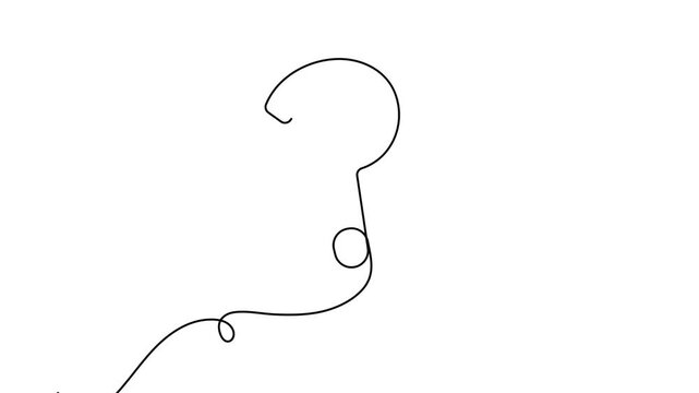 Question mark continuous line 4K Animation Video seamless loop minimal thinking concept motion

