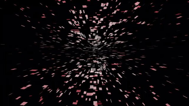 Explosion of red rectangles and squares on black background an abstract visual