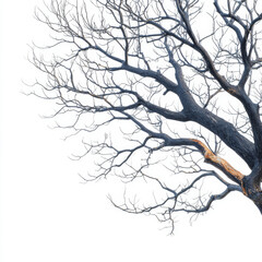 Fototapeta premium Dead tree with bare branches isolated on white