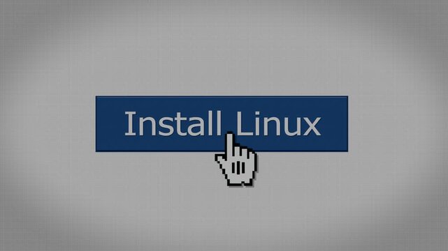 Cursor clicking an Install Linux button on a digital interface, representing software setup, operating system installation, and user interaction in a tech environment. 15124  