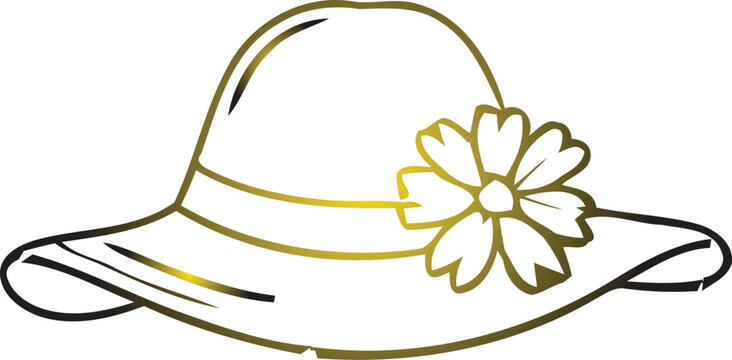 Yellow sun hat with white flower and ribbon