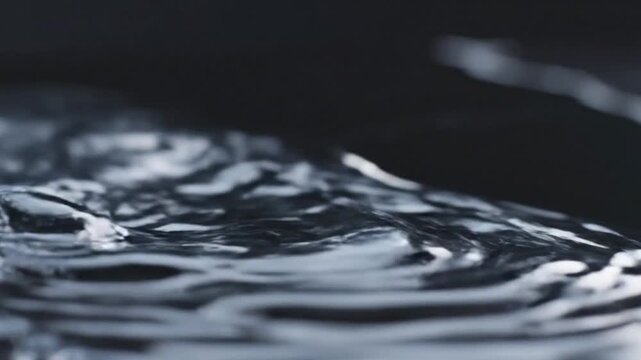 Clear Water Flowing Over Smooth Surface: Fluid Dynamics, Liquid Cohesion, and Abstract Hydration Background