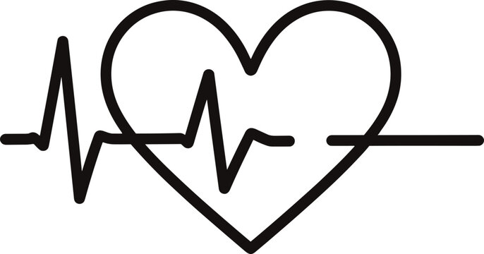 Black of a heart with jagged lightning bolt