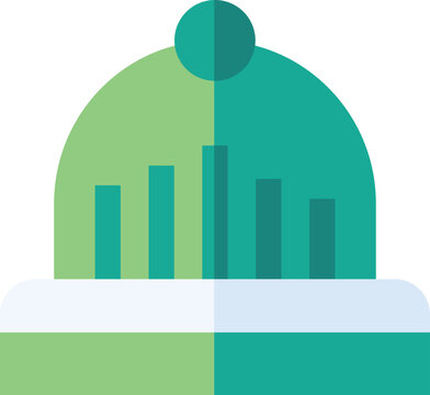 Minimalist winter green beanie hat illustration, warm fashion accessory for cold weather and casual style.