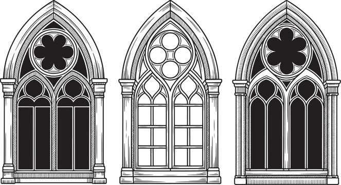 medieval gothic windows, tracery architecture